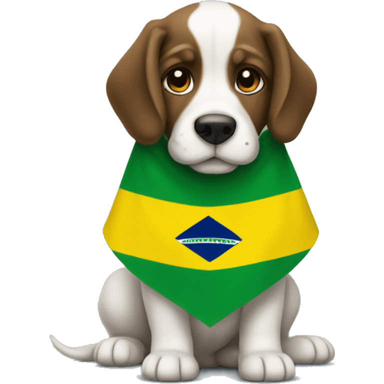 Um cachorro com bandeira do brasil emoji