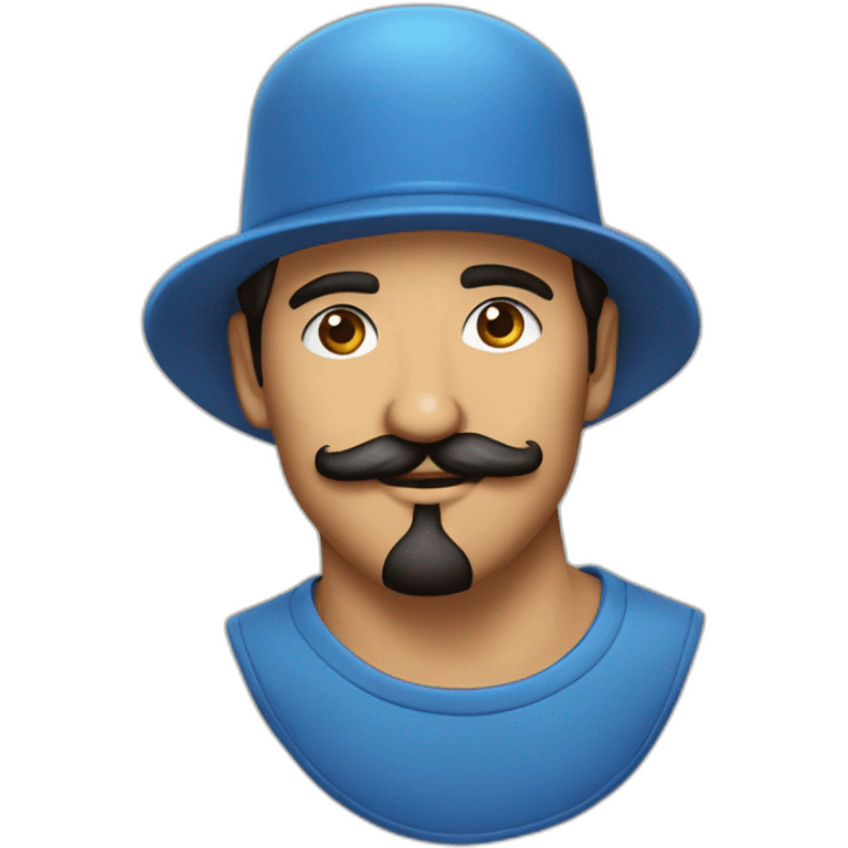 hombre chicano bigote y poca barba en el menton con gorra azul  emoji