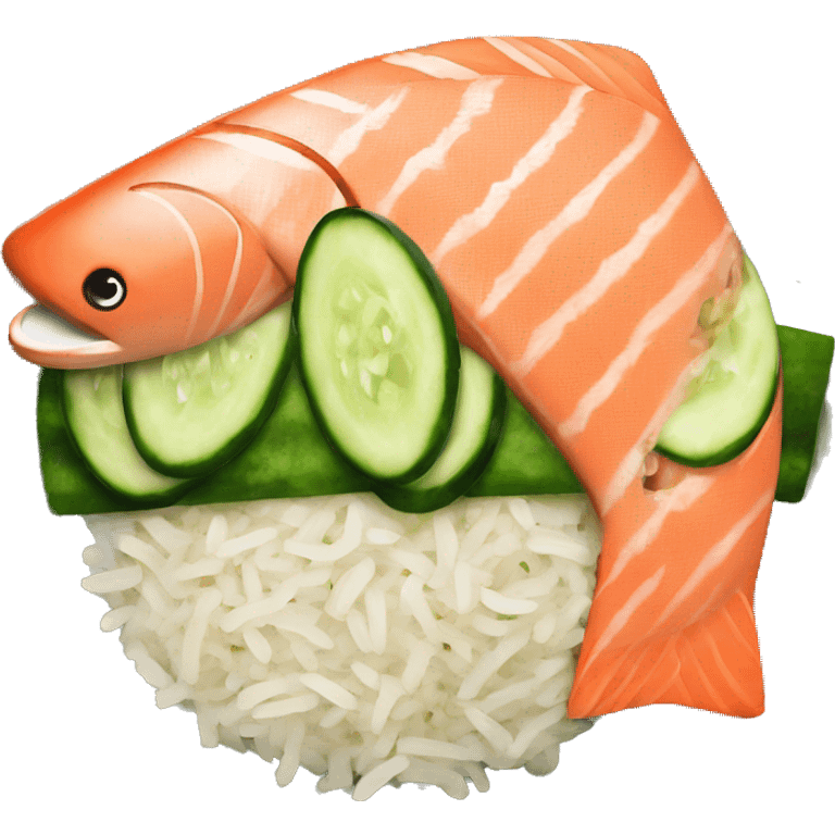 Salmon rice cucumber bowling  emoji