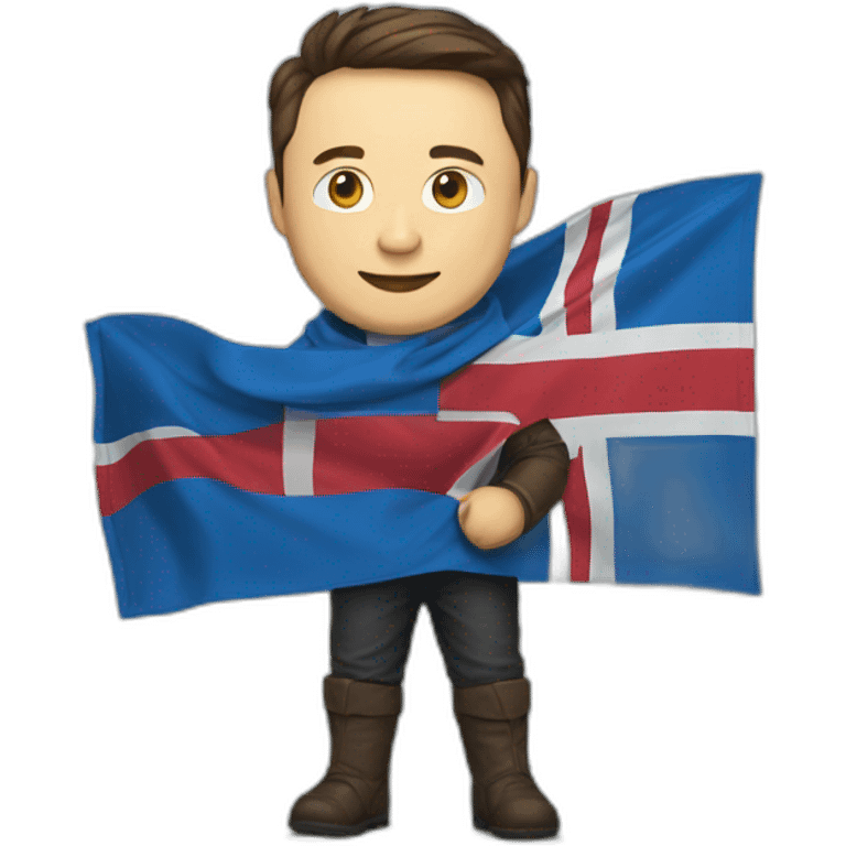 Elon Musk holding Iceland flag emoji