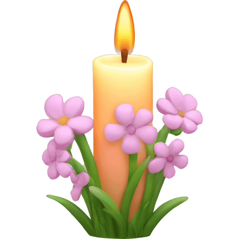 Spring candle with flowers  emoji