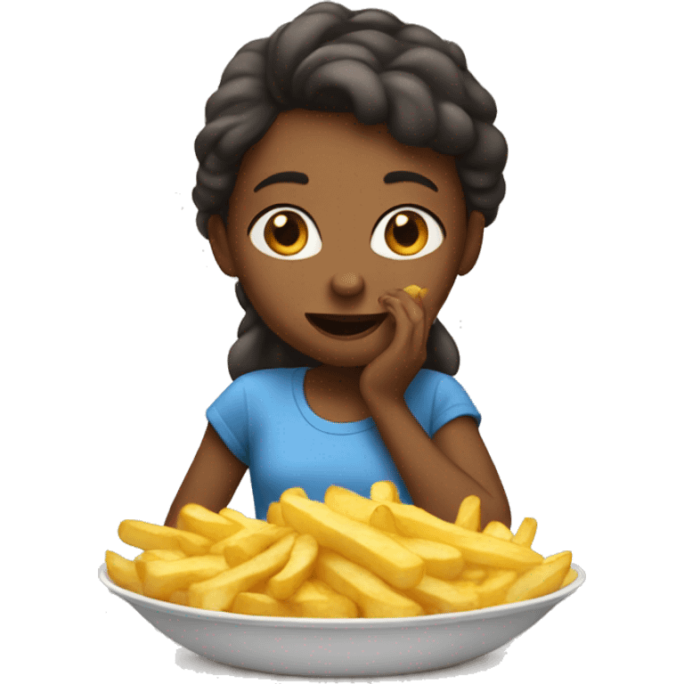 a girl eating fried potatoes emoji