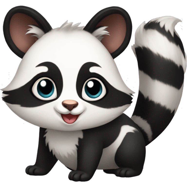 Cute skunk-panda-raccoon-ferret-cat-hybrid full body emoji