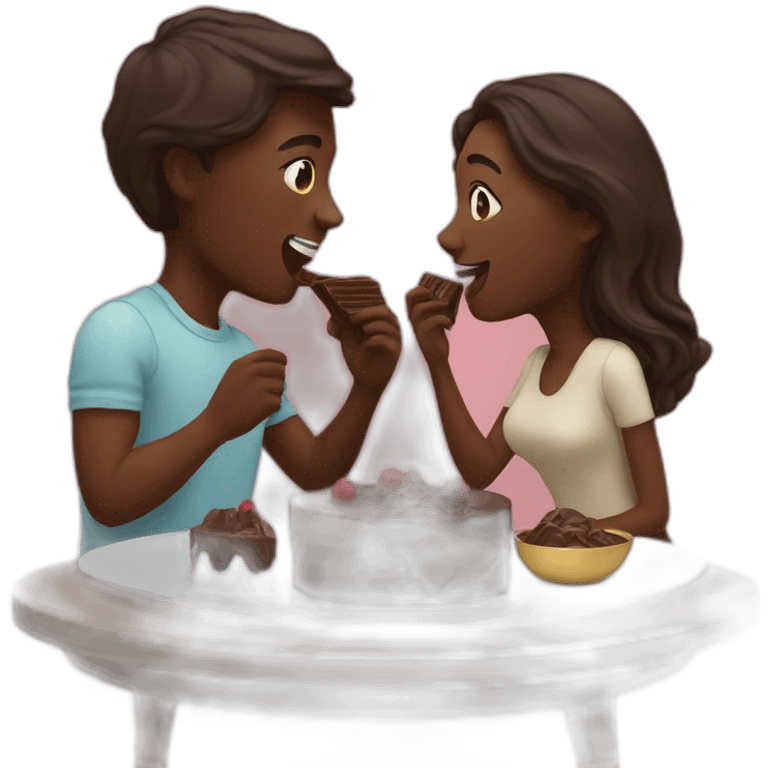 black couple eating chocolat emoji