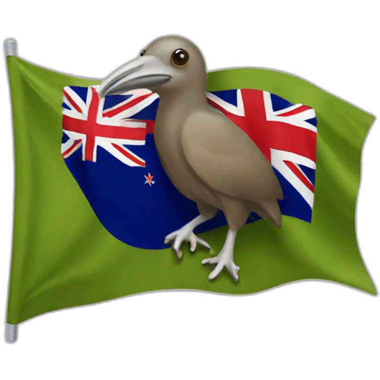 kiwi bird with new zealand flag emoji