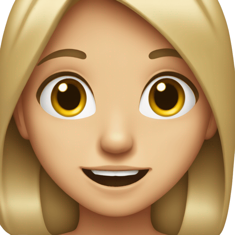 girl smiling with fingernail in her mouth emoji