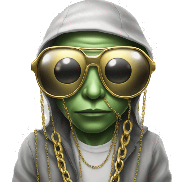 alien whit gold chain and glasses and drip emoji