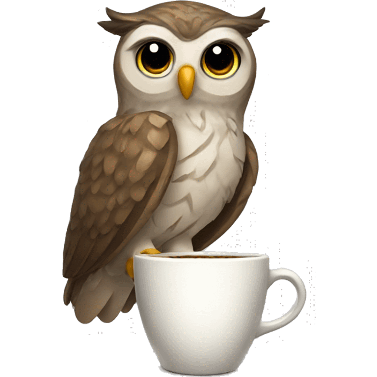 Owl with a little cup emoji