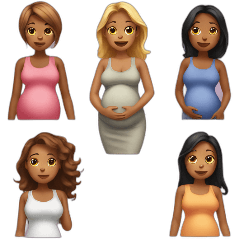 One girl around her pregnant friends emoji