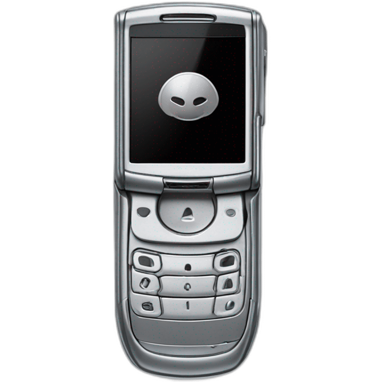 silver Motorola Razr V3 mobile device with the iconic clamshell design. emoji