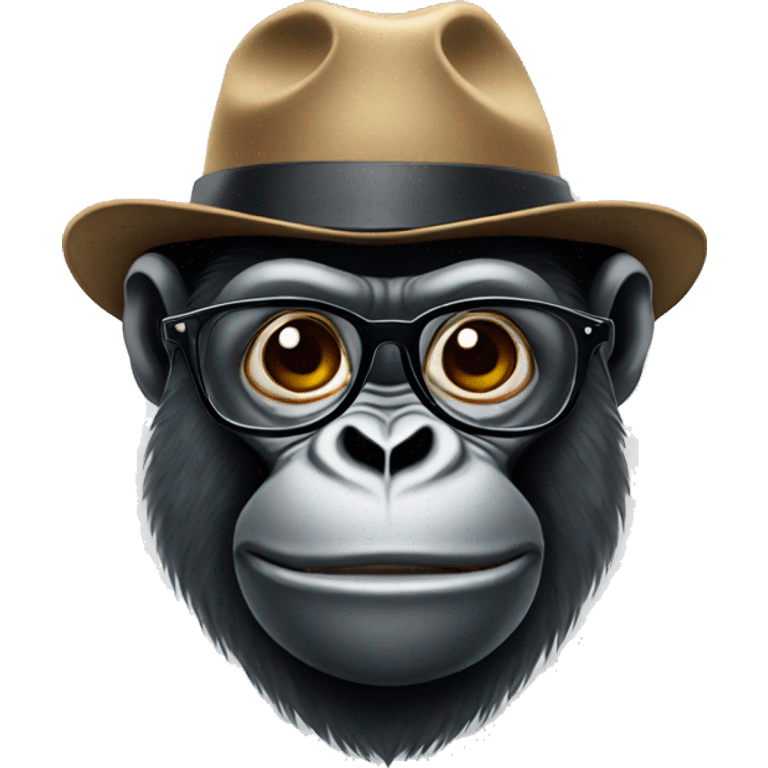 gorilla with glasses and a hat who knows about marketing emoji