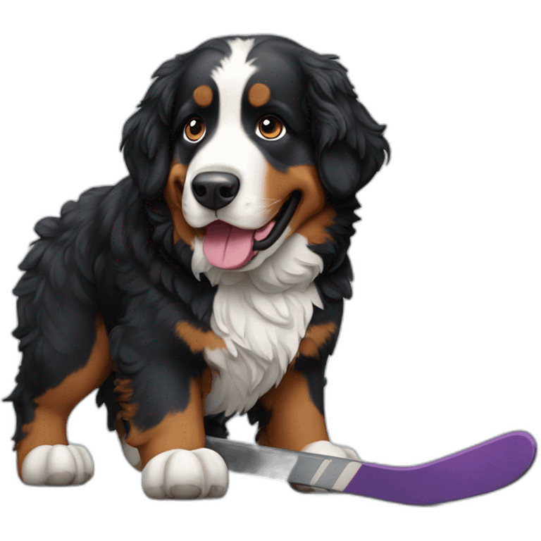 Bernese mountain dog playing ice hockey emoji