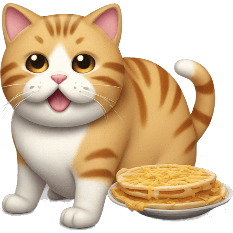 Un gatito gordito comiendo emoji