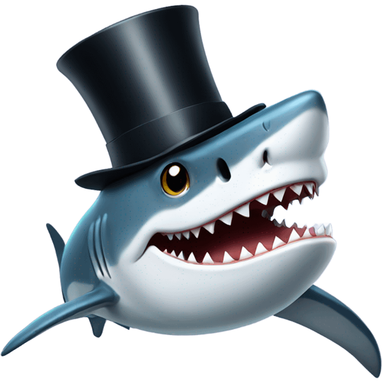 Shark with a top hat emoji