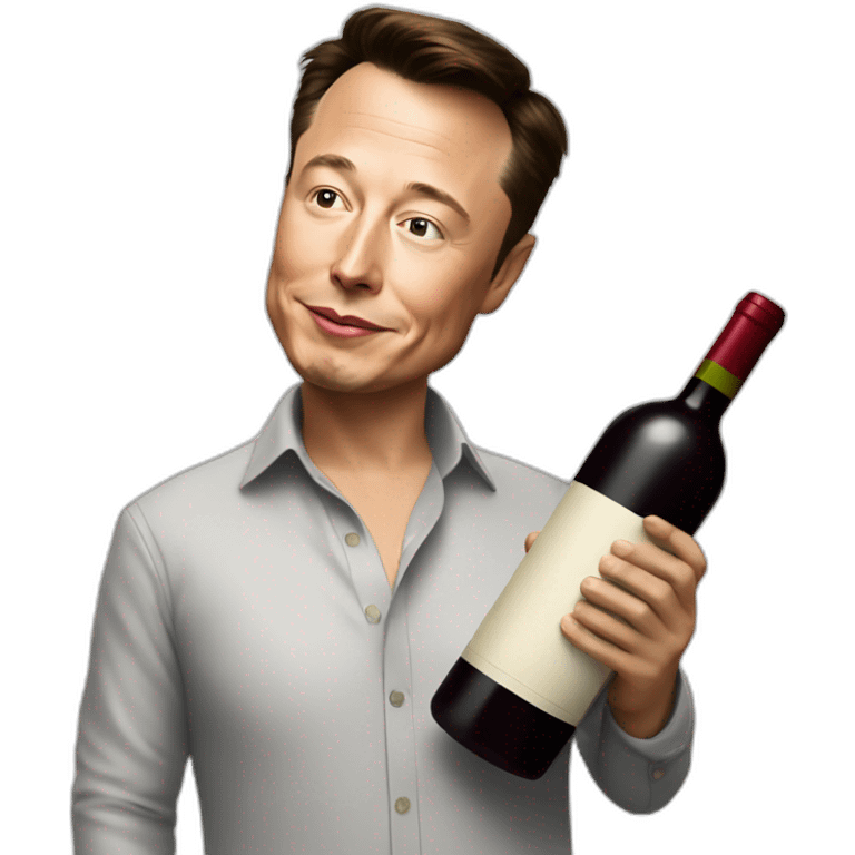 elon musk with big wine bottle emoji