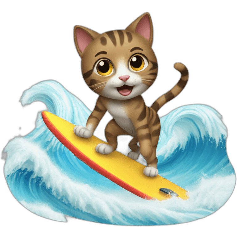 Cat surfing emoji