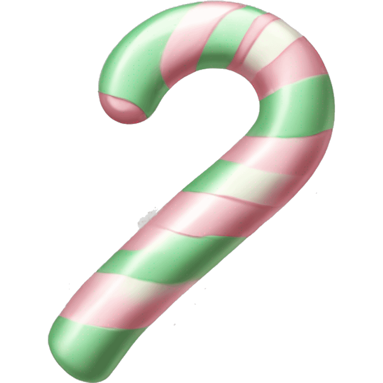 Realistic light pink and mint green candy cane. emoji