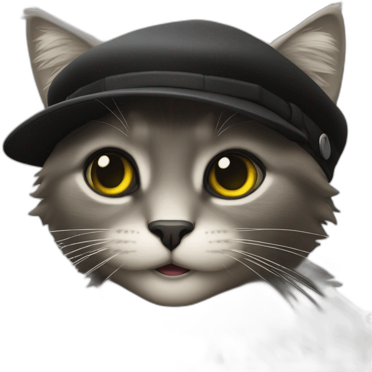 Chat noir avec une casquette emoji