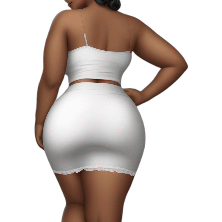 full-body-curvy-beauty-in-a-short-wide-skirt-hurricane-white-knickers rear view emoji