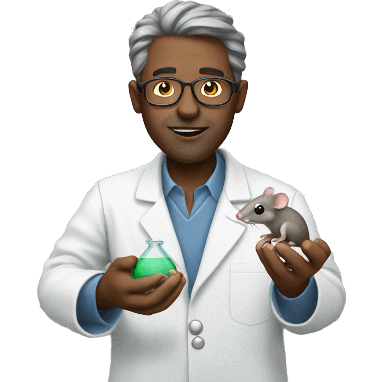 Scientist holding a mouse emoji