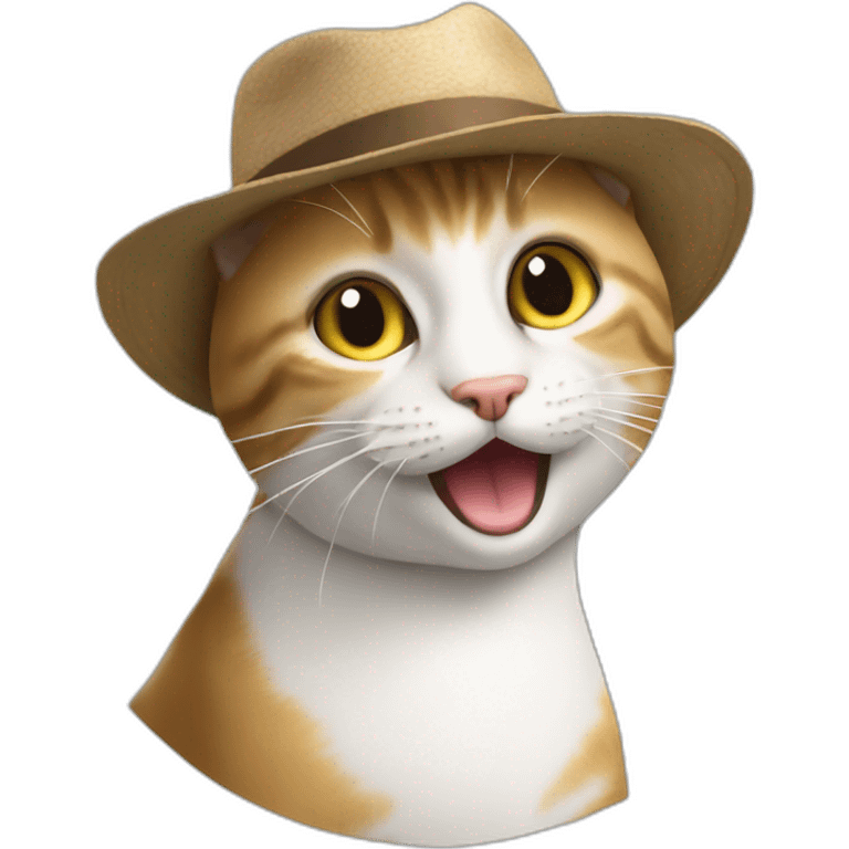 Un chat avec un chapeau emoji