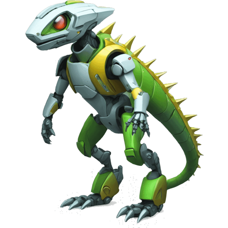 a futuristic mechanical spiky Medabot-lizard full body emoji