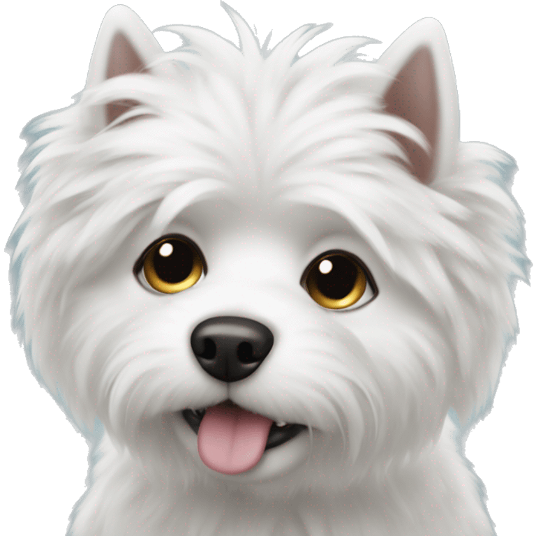 White fluffy dog with dark eyes emoji