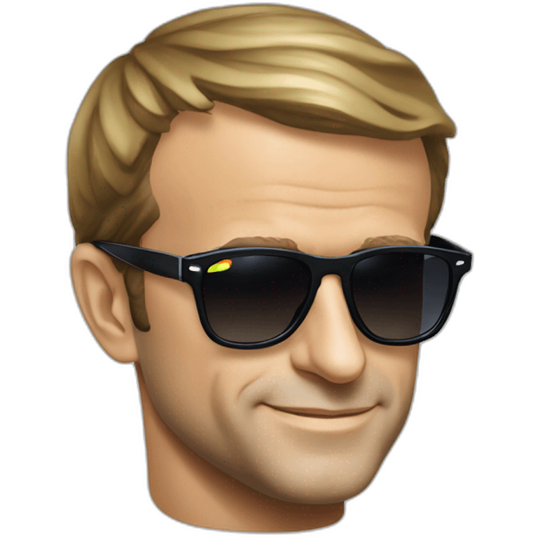 Emmanuel Macron wearing euro currency logo sunglasses emoji