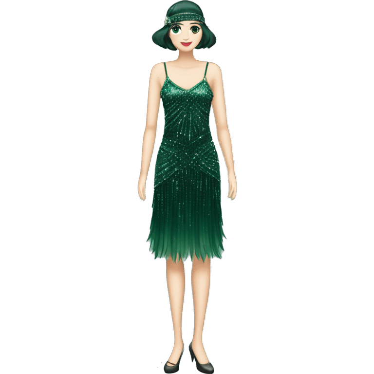 One Dark green sparkly flapper style dress with thin straps emoji