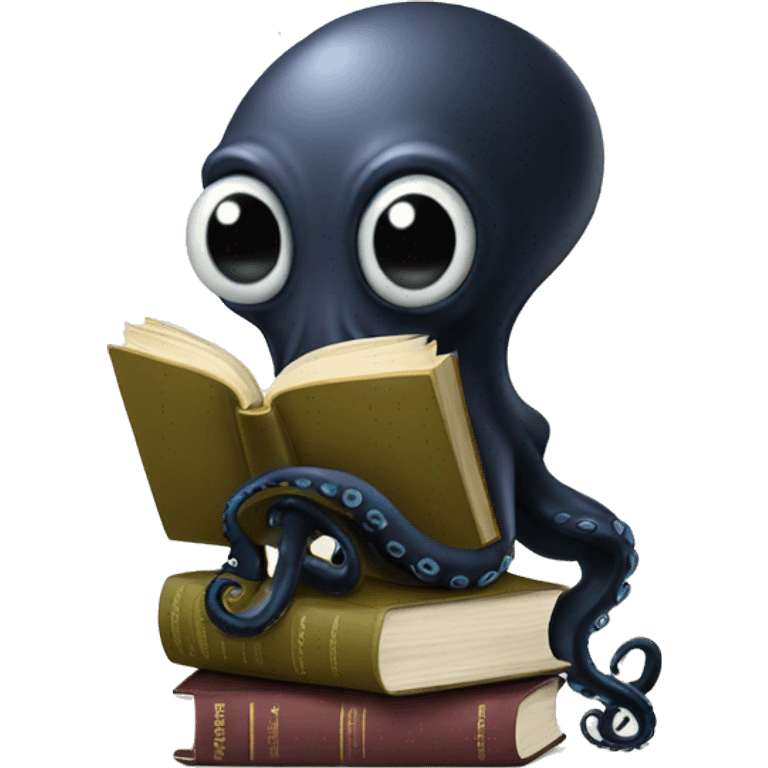 black Alien Octopus with books emoji