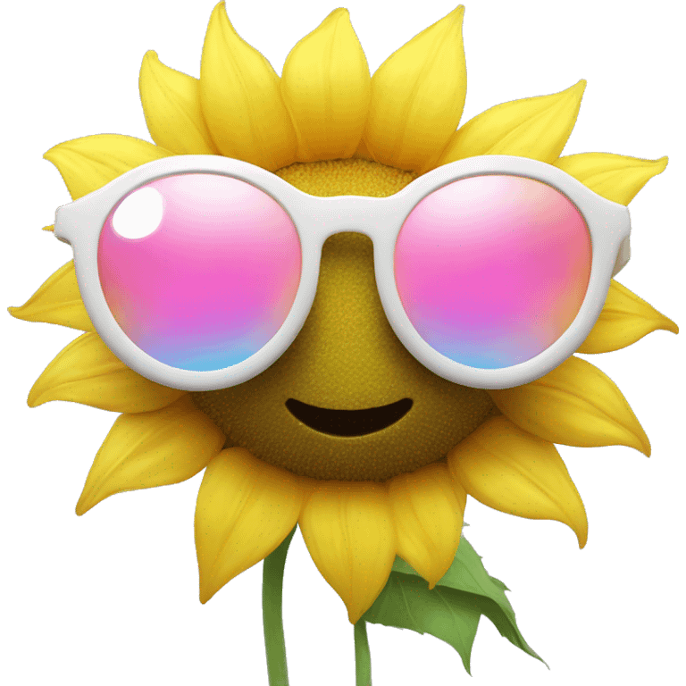 Sunflower with white sunglasses pink iridescent lenses emoji