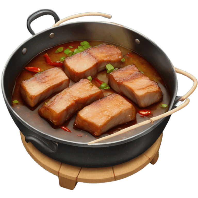 Sticky Chinese Pork Belly in wok emoji