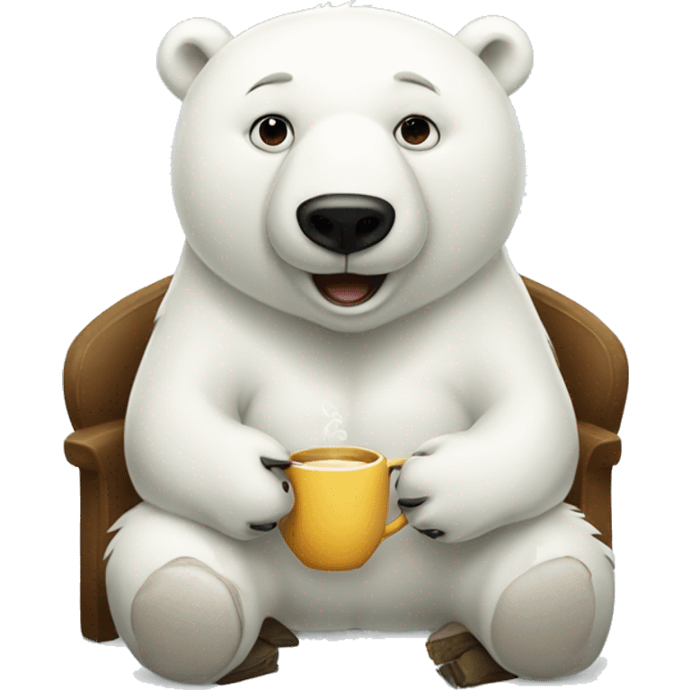 Polar bear drinking tea and play games  emoji