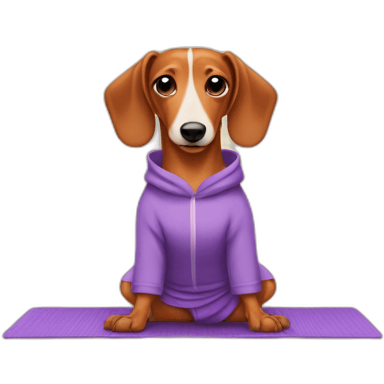 wiener dog in a yoga outfit with a yoga mat  emoji