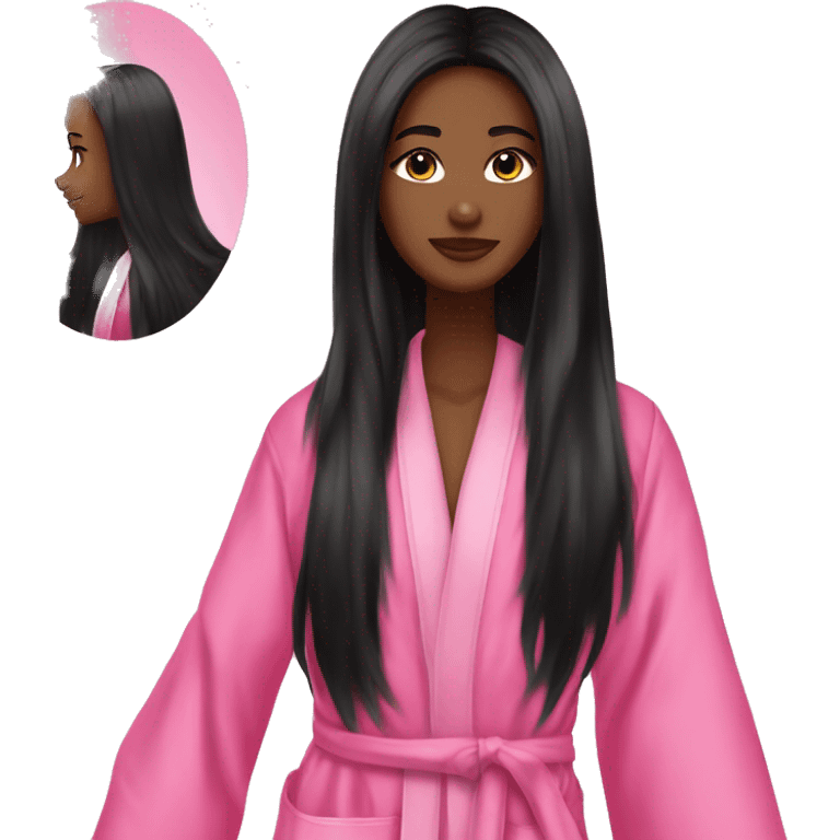 Long Black hair Pink victoria secret robe emoji