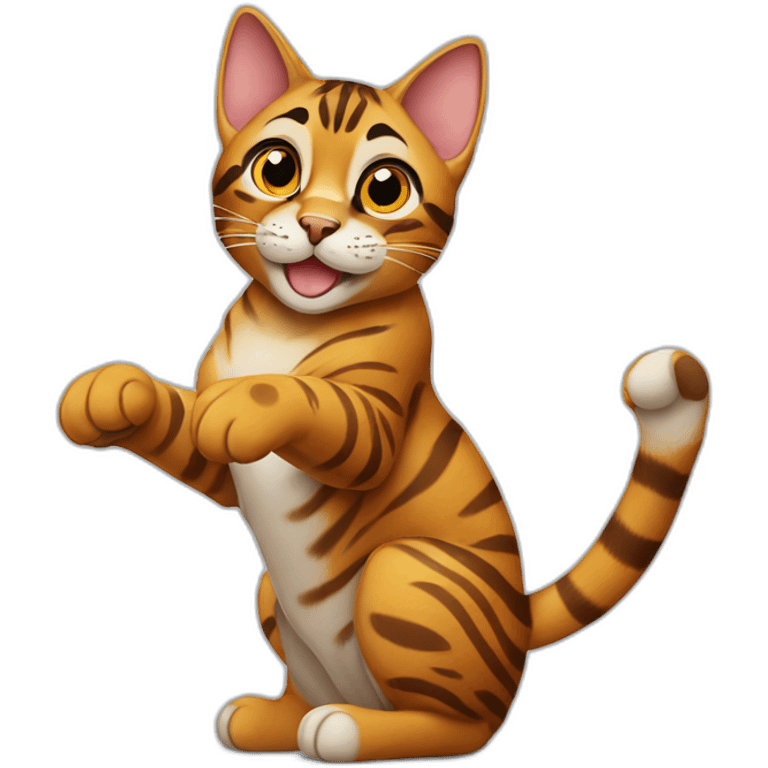 Bengal cat waving his right paw emoji