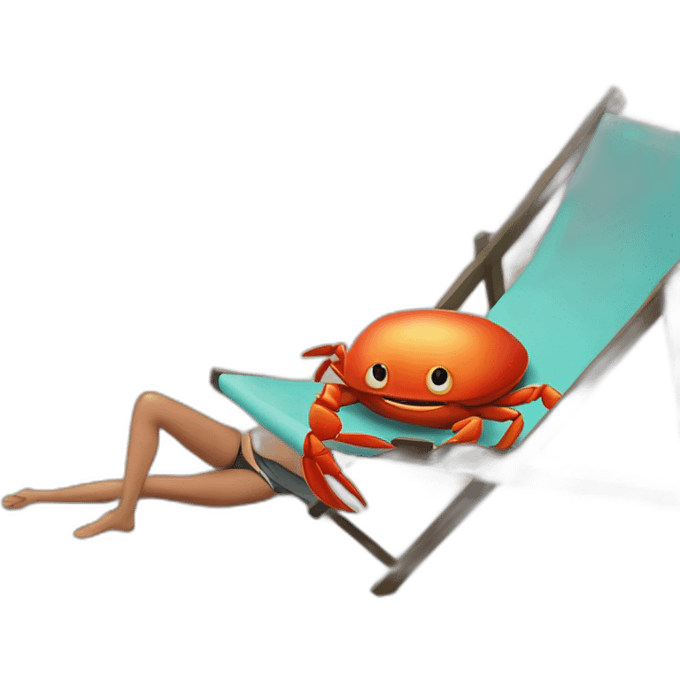 human-sized crab with human-sized taco girlfriend, lying in a chair at the beach emoji