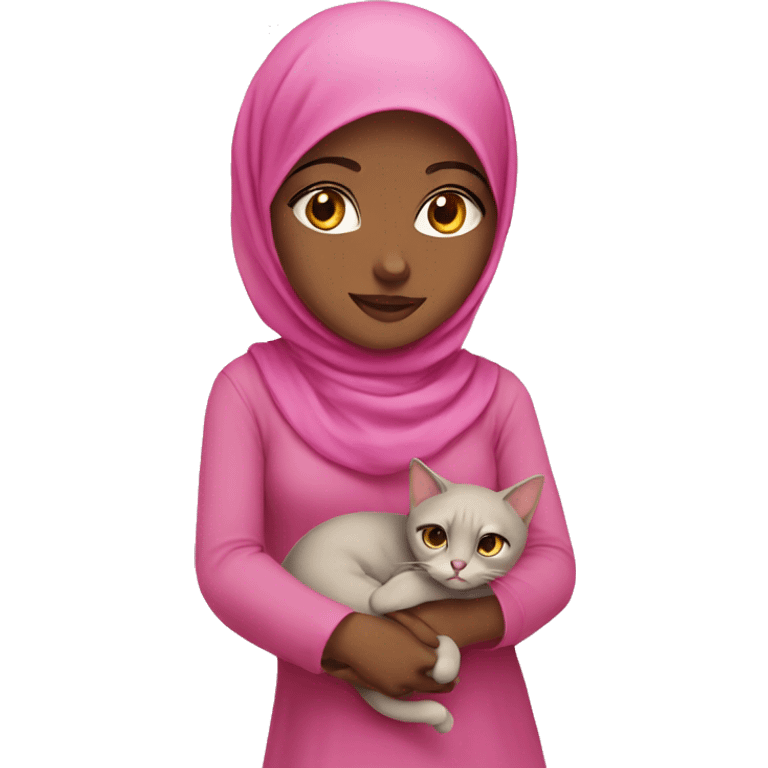 Muslim girl with pink cat emoji