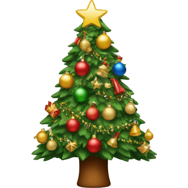 A Christmas tree with a lot of decorations on it emoji