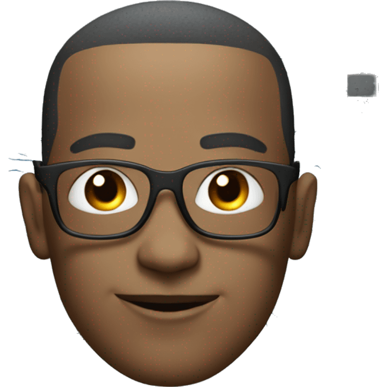 Cyborg with flat top haircut, rectangular glasses, circuits and smiling  emoji