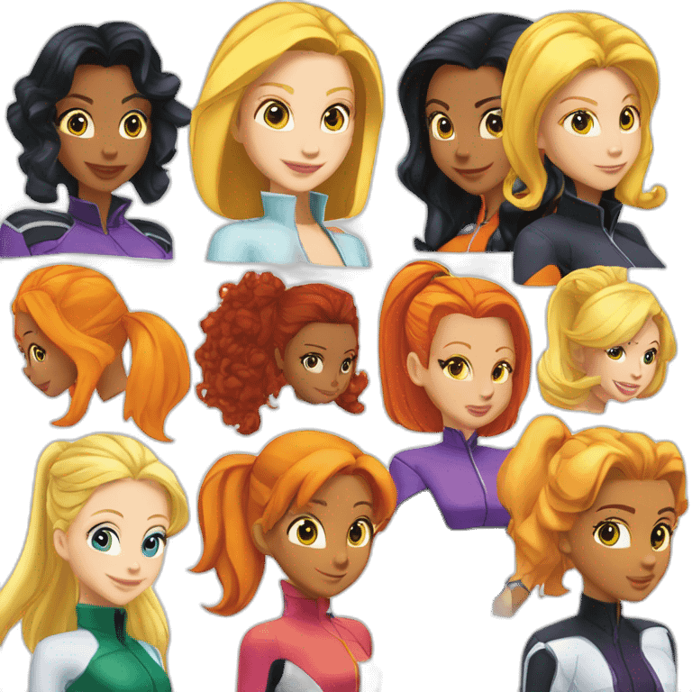 totally spies 3 girls with blond-hair black-hair orange-hair emoji