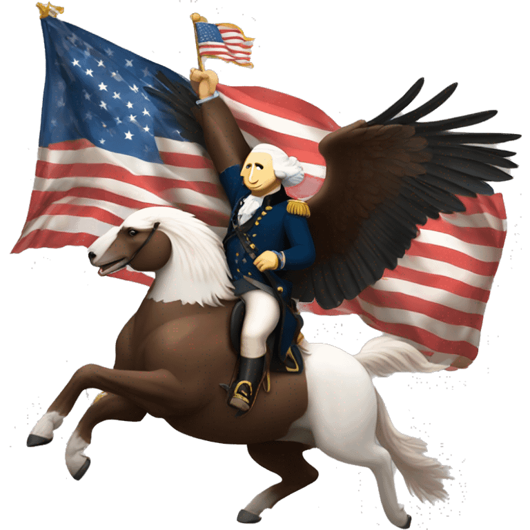 George washington riding a bald eagle. emoji