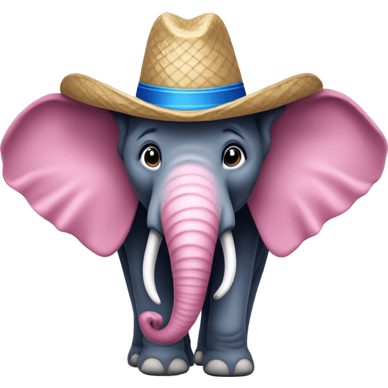 Elefante rosa con sombrero azul emoji