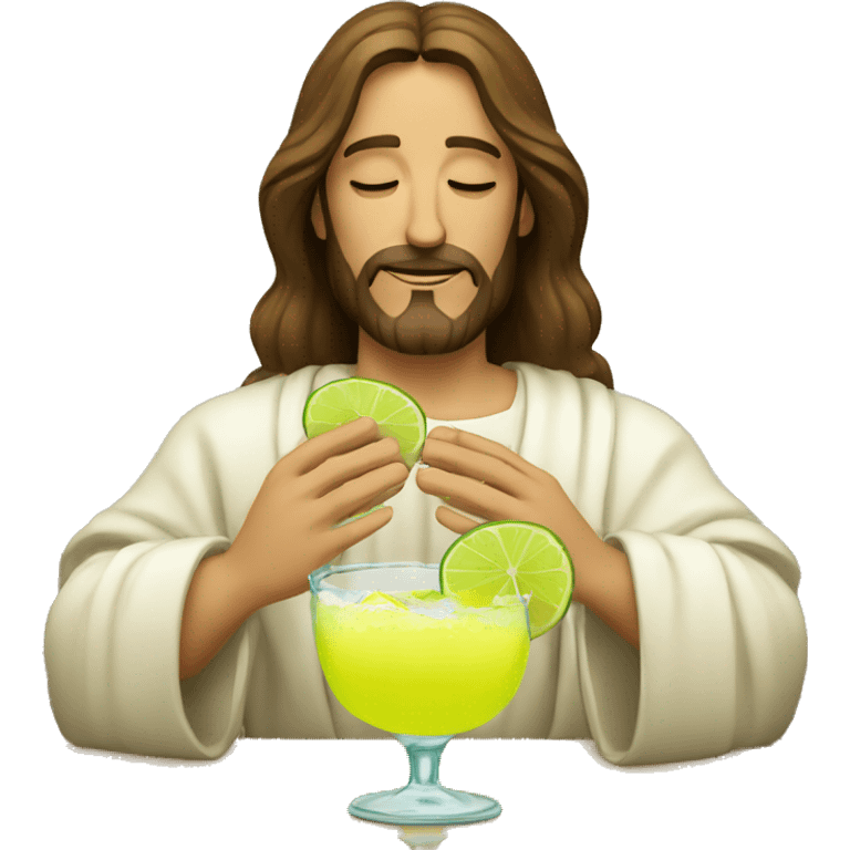 Jesus praying over a margarita emoji