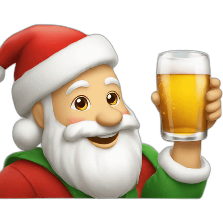 Père Noël qui offre un verre de bière à un enfant comme cadeau emoji