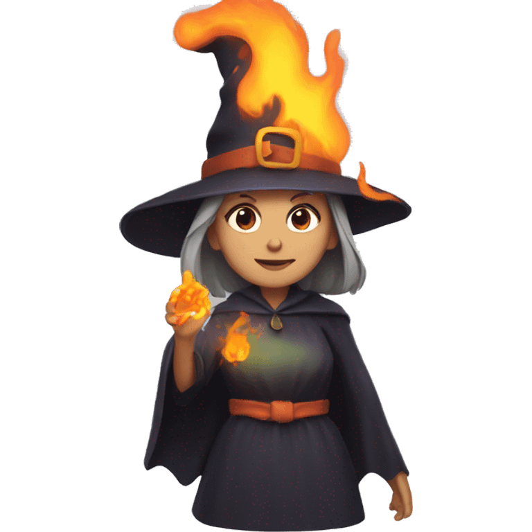 witch with flames on her hands emoji