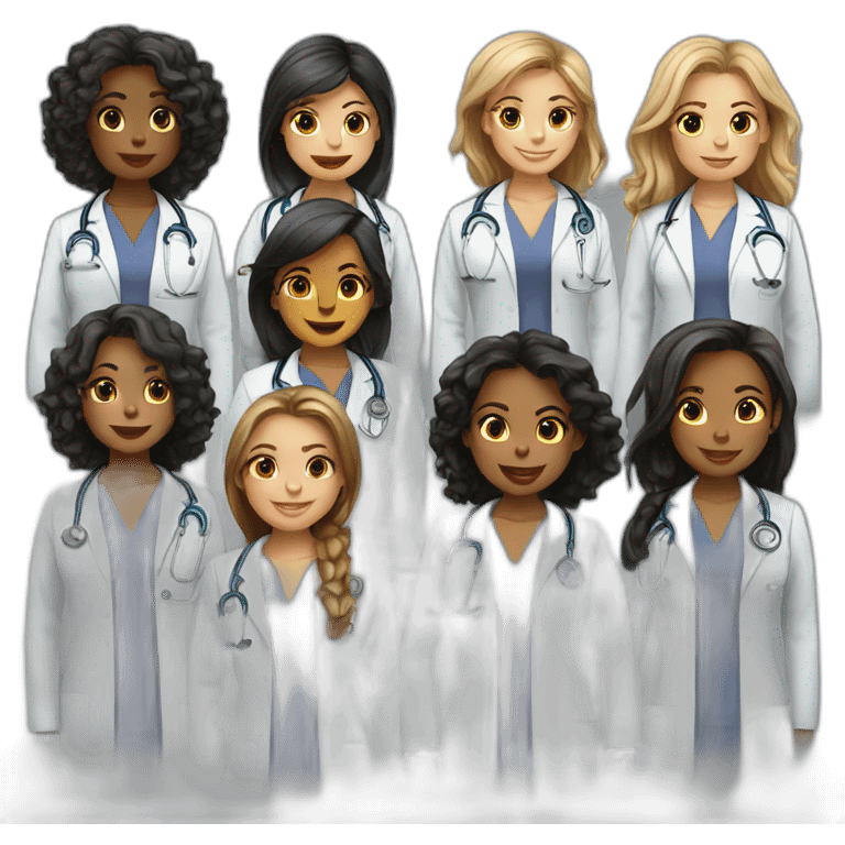 Group of nine girls doctors emoji