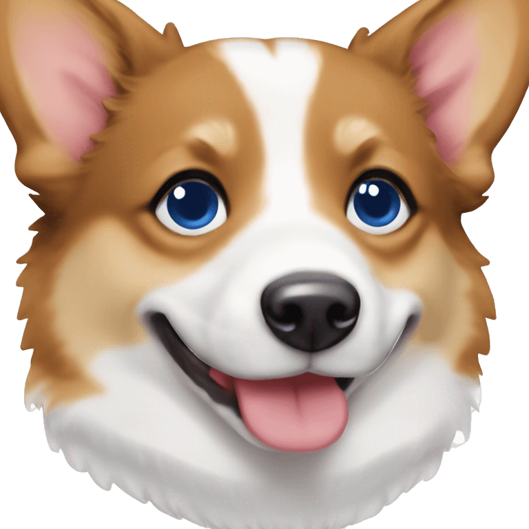 Pembroke welsh tricolor corgi with one blue eye one brown smiling emoji