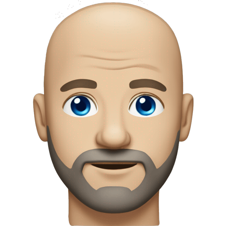 white bald man middle aged, blue eyes, sharp chin ring beard emoji