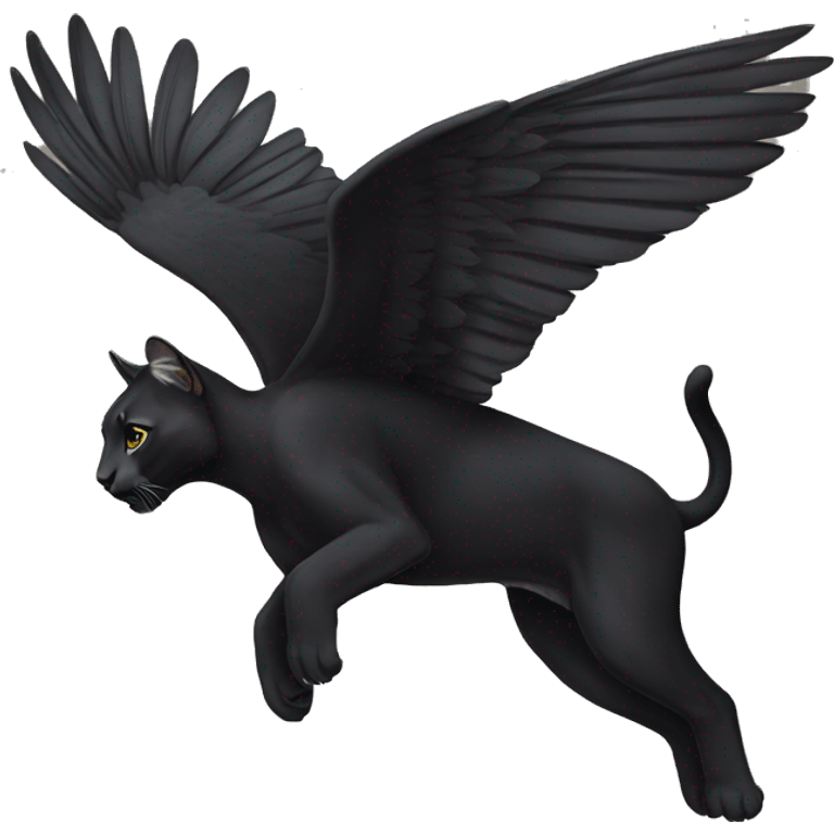 winged black puma flying emoji